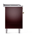 ILVE Nostalgie II 60-Inch Propane Gas Dual Fuel Range with 7 Burners, Griddle, & French Top with Solid Door Oven in Burgundy with Brass Trim (UP60FSQNMPBUGLP)