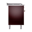 ILVE Nostalgie II 60-Inch Natural Gas Dual Fuel Range with 7 Burners, Griddle, & French Top with Solid Door Oven in Burgundy with Copper Trim (UP60FSQNMPBUP)