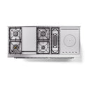 ILVE Nostalgie II 60-Inch Natural Gas Dual Fuel Range with 7 Burners, Griddle, & French Top with Solid Door Oven in Emerald Green with Chrome Trim (UP60FSQNMPEGC)