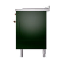 ILVE Nostalgie II 60-Inch Natural Gas Dual Fuel Range with 7 Burners, Griddle, & French Top with Solid Door Oven in Emerald Green with Copper Trim (UP60FSQNMPEGP)