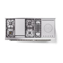 ILVE Nostalgie II 60-Inch Natural Gas Dual Fuel Range with 7 Burners, Griddle, & French Top with Solid Door Oven in Midnight Blue with Bronze Trim (UP60FSQNMPMBB)
