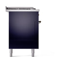 ILVE Nostalgie II 60-Inch Propane Gas Dual Fuel Range with 7 Burners, Griddle, & French Top with Solid Door Oven in Midnight Blue with Bronze Trim (UP60FSQNMPMBBLP)