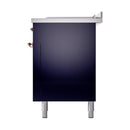 ILVE Nostalgie II 60-Inch Propane Gas Dual Fuel Range with 7 Burners, Griddle, & French Top with Solid Door Oven in Midnight Blue with Copper Trim (UP60FSQNMPMBPLP)