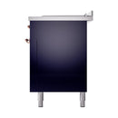 ILVE Nostalgie II 60-Inch Natural Gas Dual Fuel Range with 7 Burners, Griddle, & French Top with Solid Door Oven in Midnight Blue with Copper Trim (UP60FSQNMPMBP)