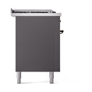 ILVE Nostalgie II 60-Inch Natural Gas Dual Fuel Range with 7 Burners, Griddle, & French Top with Solid Door Oven in Matte Graphite with Bronze Trim (UP60FSQNMPMGB)