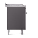 ILVE Nostalgie II 60-Inch Natural Gas Dual Fuel Range with 7 Burners, Griddle, & French Top with Solid Door Oven in Matte Graphite with Chrome Trim (UP60FSQNMPMGC)