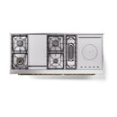 ILVE Nostalgie II 60-Inch Natural Gas Dual Fuel Range with 7 Burners, Griddle, & French Top with Solid Door Oven in Matte Graphite with Brass Trim (UP60FSQNMPMGG)
