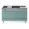 ILVE Nostalgie II 60-Inch Natural Gas Dual Fuel Range with 7 Burners, Griddle, & French Top with Solid Door Oven in Mediterranean Mint with Chrome Trim (UP60FSQNMPMMC)