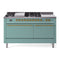 ILVE Nostalgie II 60-Inch Propane Gas Dual Fuel Range with 7 Burners, Griddle, & French Top with Solid Door Oven in Mediterranean Mint with Brass Trim (UP60FSQNMPMMGLP)