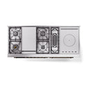 ILVE Nostalgie II 60-Inch Natural Gas Dual Fuel Range with 7 Burners, Griddle, & French Top with Solid Door Oven in Custom RAL with Bronze Trim (UP60FSQNMPRAB)