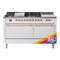 ILVE Nostalgie II 60-Inch Natural Gas Dual Fuel Range with 7 Burners, Griddle, & French Top with Solid Door Oven in Custom RAL with Copper Trim (UP60FSQNMPRAP)