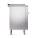 ILVE Nostalgie II 60-Inch Natural Gas Dual Fuel Range with 7 Burners, Griddle, & French Top with Solid Door Oven in Stainless Steel with Chrome Trim (UP60FSQNMPSSC)