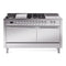 ILVE Nostalgie II 60-Inch Natural Gas Dual Fuel Range with 7 Burners, Griddle, & French Top with Solid Door Oven in Stainless Steel with Chrome Trim (UP60FSQNMPSSC)