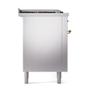 ILVE Nostalgie II 60-Inch Natural Gas Dual Fuel Range with 7 Burners, Griddle, & French Top with Solid Door Oven in Stainless Steel with Brass Trim (UP60FSQNMPSSG)