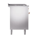 ILVE Nostalgie II 60-Inch Propane Gas Dual Fuel Range with 7 Burners, Griddle, & French Top with Solid Door Oven in Stainless Steel with Copper Trim (UP60FSQNMPSSPLP)