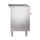 ILVE Nostalgie II 60-Inch Natural Gas Dual Fuel Range with 7 Burners, Griddle, & French Top with Solid Door Oven in Stainless Steel with Copper Trim (UP60FSQNMPSSP)