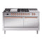 ILVE Nostalgie II 60-Inch Natural Gas Dual Fuel Range with 7 Burners, Griddle, & French Top with Solid Door Oven in Stainless Steel with Copper Trim (UP60FSQNMPSSP)
