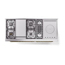 ILVE Nostalgie II 60-Inch Propane Gas Dual Fuel Range with 7 Burners, Griddle, & French Top with Solid Door Oven in White with Brass Trim (UP60FSQNMPWHGLP)