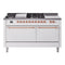 ILVE Nostalgie II 60-Inch Natural Gas Dual Fuel Range with 7 Burners, Griddle, & French Top with Solid Door Oven in White with Copper Trim (UP60FSQNMPWHP)