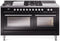 ILVE Professional Plus II 60-Inch Natural Gas Dual Fuel Range with 7 Burners, Griddle, & French Top with Triple Glass Door Oven in Glossy Black (UP60FSWMPBK)