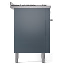 ILVE 60-inch Professional Plus II Natural Gas Dual Fuel Range with 9 Burners, Griddle, and Triple Glass Door Oven in Blue Grey (UP60FWMPBG)