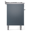 ILVE 60-inch Professional Plus II Propane Gas Dual Fuel Range with 9 Burners, Griddle, and Triple Glass Door Oven in Blue Grey (UP60FWMPBGLP)