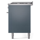 ILVE 60-inch Professional Plus II Natural Gas Dual Fuel Range with 9 Burners, Griddle, and Triple Glass Door Oven in Blue Grey (UP60FWMPBG)