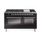 ILVE 60-inch Professional Plus II Propane Gas Dual Fuel Range with 9 Burners, Griddle, and Triple Glass Door Oven in Glossy Black (UP60FWMPBKLP)
