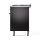 ILVE 60-inch Professional Plus II Natural Gas Dual Fuel Range with 9 Burners, Griddle, and Triple Glass Door Oven in Glossy Black (UP60FWMPBK)