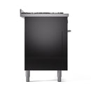 ILVE 60-inch Professional Plus II Natural Gas Dual Fuel Range with 9 Burners, Griddle, and Triple Glass Door Oven in Glossy Black (UP60FWMPBK)