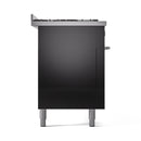 ILVE 60-inch Professional Plus II Propane Gas Dual Fuel Range with 9 Burners, Griddle, and Triple Glass Door Oven in Glossy Black (UP60FWMPBKLP)