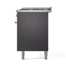 ILVE 60-inch Professional Plus II Natural Gas Dual Fuel Range with 9 Burners, Griddle, and Triple Glass Door Oven in Matte Graphite (UP60FWMPMG)