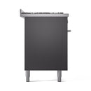 ILVE 60-inch Professional Plus II Natural Gas Dual Fuel Range with 9 Burners, Griddle, and Triple Glass Door Oven in Matte Graphite (UP60FWMPMG)
