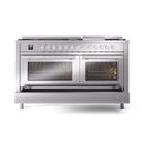 ILVE 60-inch Professional Plus II Propane Gas Dual Fuel Range with 9 Burners, Griddle, and Triple Glass Door Oven in Stainless Steel (UP60FWMPSSLP)