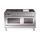 ILVE 60-inch Professional Plus II Propane Gas Dual Fuel Range with 9 Burners, Griddle, and Triple Glass Door Oven in Stainless Steel (UP60FWMPSSLP)