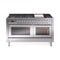 ILVE 60-inch Professional Plus II Propane Gas Dual Fuel Range with 9 Burners, Griddle, and Triple Glass Door Oven in Stainless Steel (UP60FWMPSSLP)