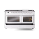 ILVE 60-inch Professional Plus II Propane Gas Dual Fuel Range with 9 Burners, Griddle, and Triple Glass Door Oven in White (UP60FWMPWHLP)