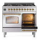 ILVE Nostalgie II Limited Edition 40-Inch Dual Fuel Range with 6 Gas Brass Burners and Electric Oven in Stainless Steel (UPD406NMPSSG)