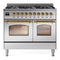 ILVE Nostalgie II Limited Edition 40-Inch Dual Fuel Range with 6 Gas Brass Burners and Electric Oven in Stainless Steel (UPD406NMPSSG)