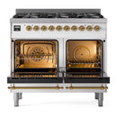 ILVE Nostalgie II Limited Edition 40-Inch Natural Gas Dual Fuel Range with 6 Gas Brass Burners and Electric Oven in White (UPD406NMPWHG)