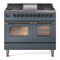 ILVE Nostalgie II 40-Inch Freestanding Natural Gas Dual Fuel Range in Blue Grey with Bronze Trim (UPD40FNMPBGB)