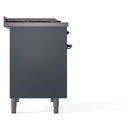 ILVE Nostalgie II 40-Inch Dual Fuel Freestanding Range in Blue Grey with Bronze Trim (UPD40FNMPBGBLP)