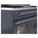 ILVE Nostalgie II 40-Inch Dual Fuel Freestanding Range in Blue Grey with Chrome Trim (UPD40FNMPBGCLP)