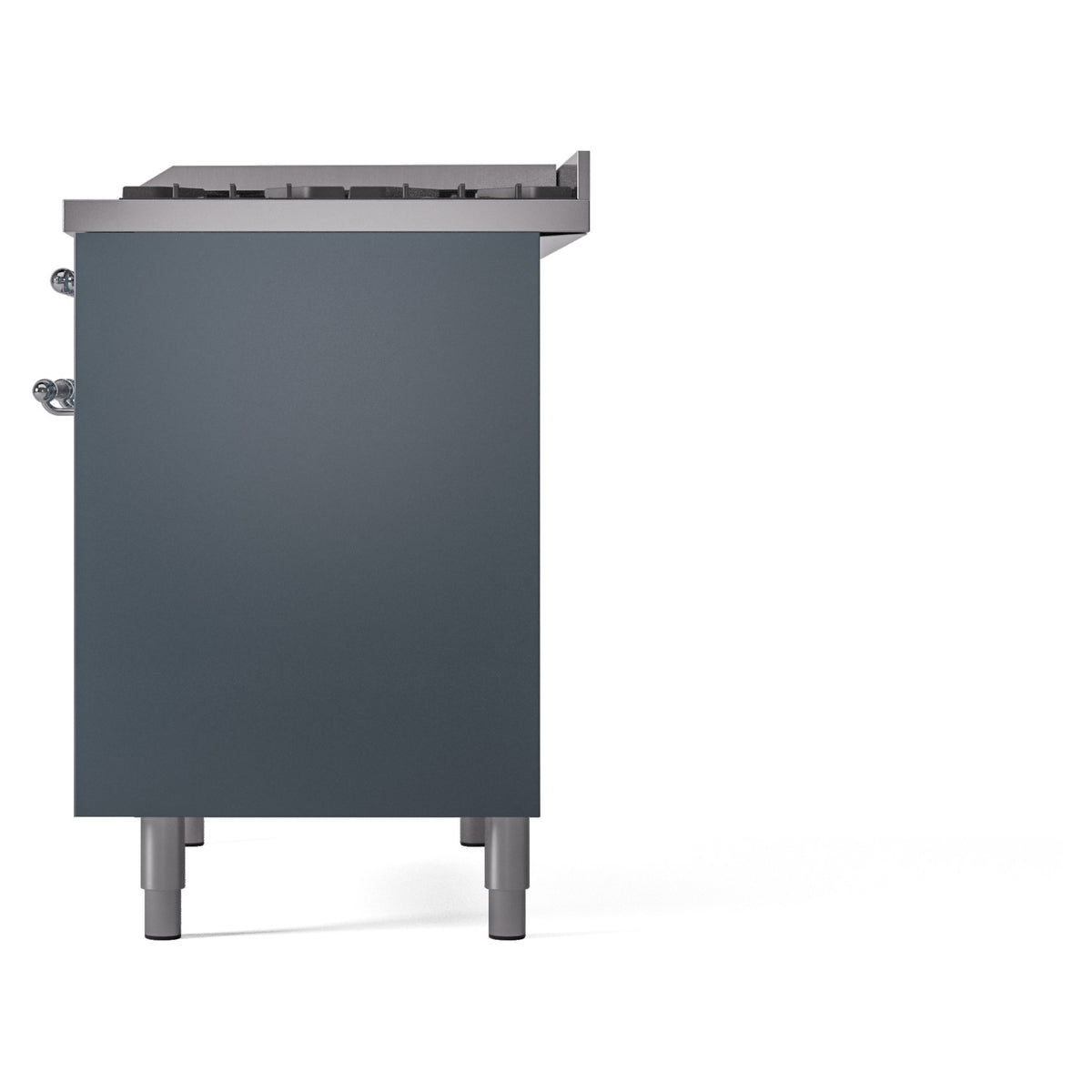 Blue grey freestanding range rear side panel with adjustable legs