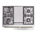 ILVE Nostalgie II 40-Inch Dual Fuel Freestanding Range in Blue Grey with Brass Trim (UPD40FNMPBGG)