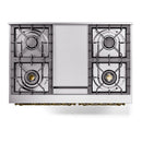 ILVE Nostalgie II 40-Inch Freestanding Natural Gas Dual Fuel Range in Blue Grey with Brass Trim (UPD40FNMPBGG)