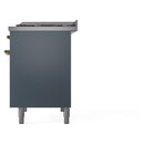 ILVE Nostalgie II 40-Inch Freestanding Natural Gas Dual Fuel Range in Blue Grey with Brass Trim (UPD40FNMPBGG)