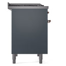 ILVE Nostalgie II 40-Inch Freestanding Natural Gas Dual Fuel Range in Blue Grey with Copper Trim (UPD40FNMPBGP)