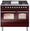 ILVE Nostalgie II 40-Inch Freestanding Natural Gas Dual Fuel Range in Burgundy with Chrome Trim (UPD40FNMPBUC)