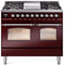 ILVE Nostalgie II 40-Inch Freestanding Natural Gas Dual Fuel Range in Burgundy with Chrome Trim (UPD40FNMPBUC)